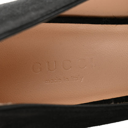 Gucci Kid Scamosciato GG Marmont Fringe 50mm Loafer Pumps 35 Black 7 of 10
