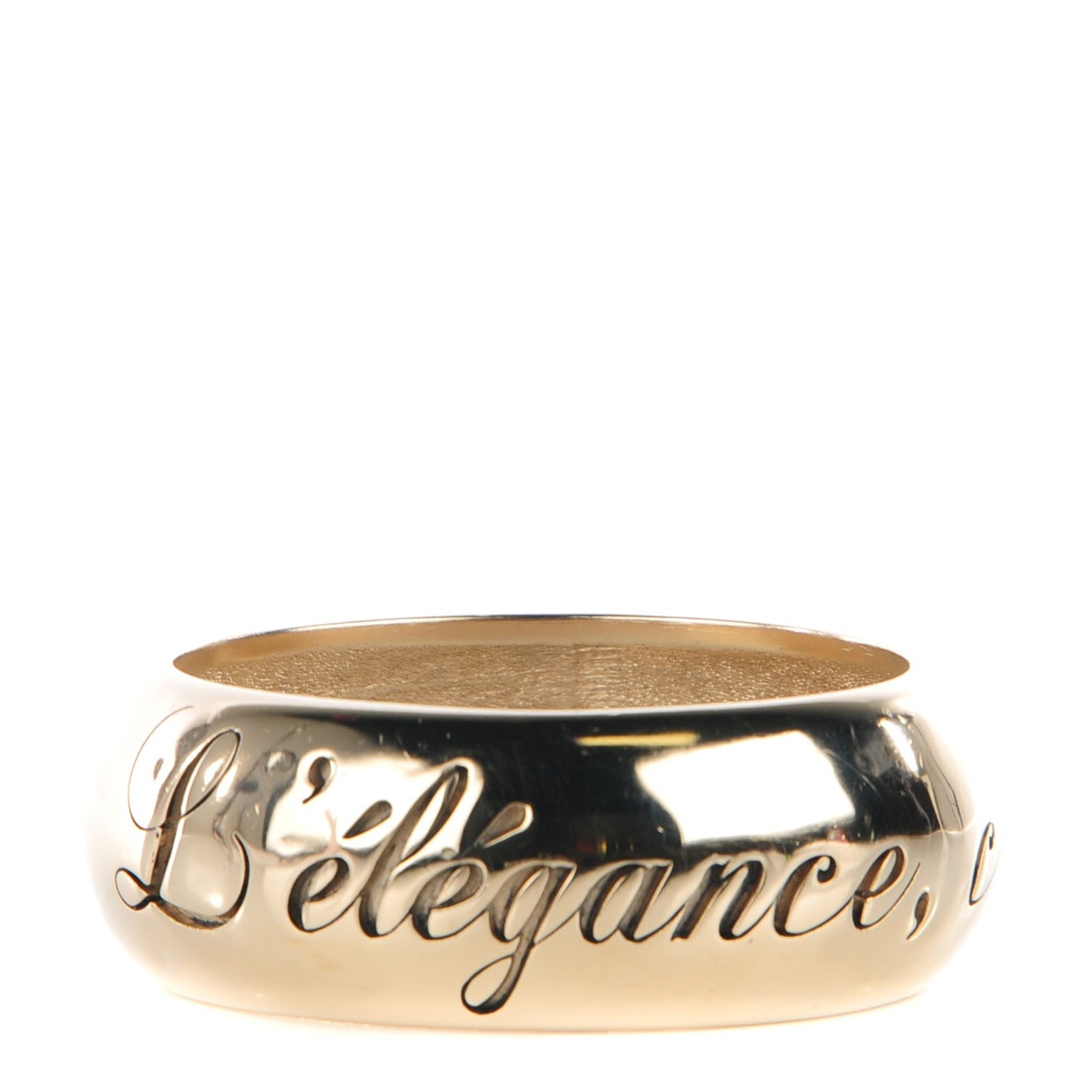 Wide L'Elegence French Quote Bangle Gold