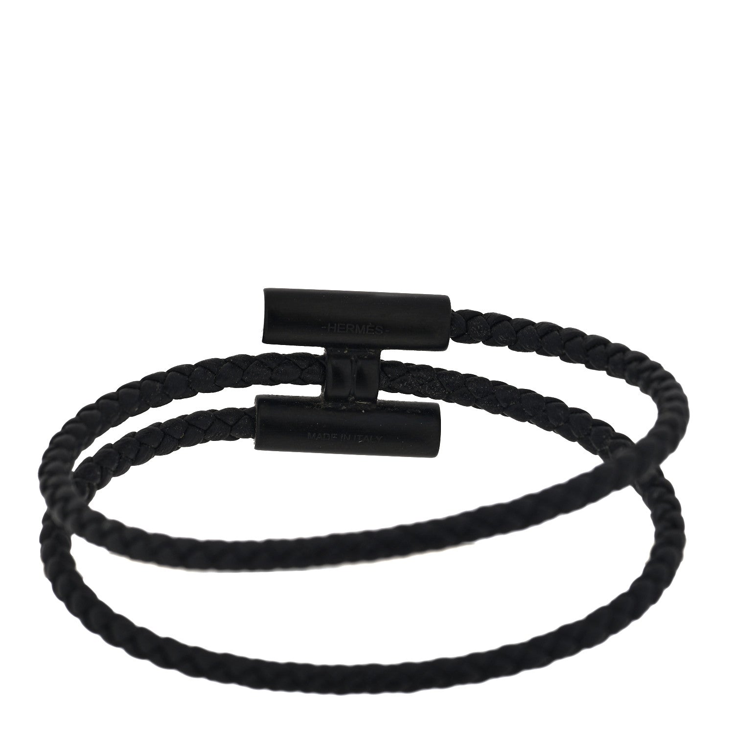 Hermes Swift Double Wrap Cord Tournis Tresse Bracelet Black 4 of 4
