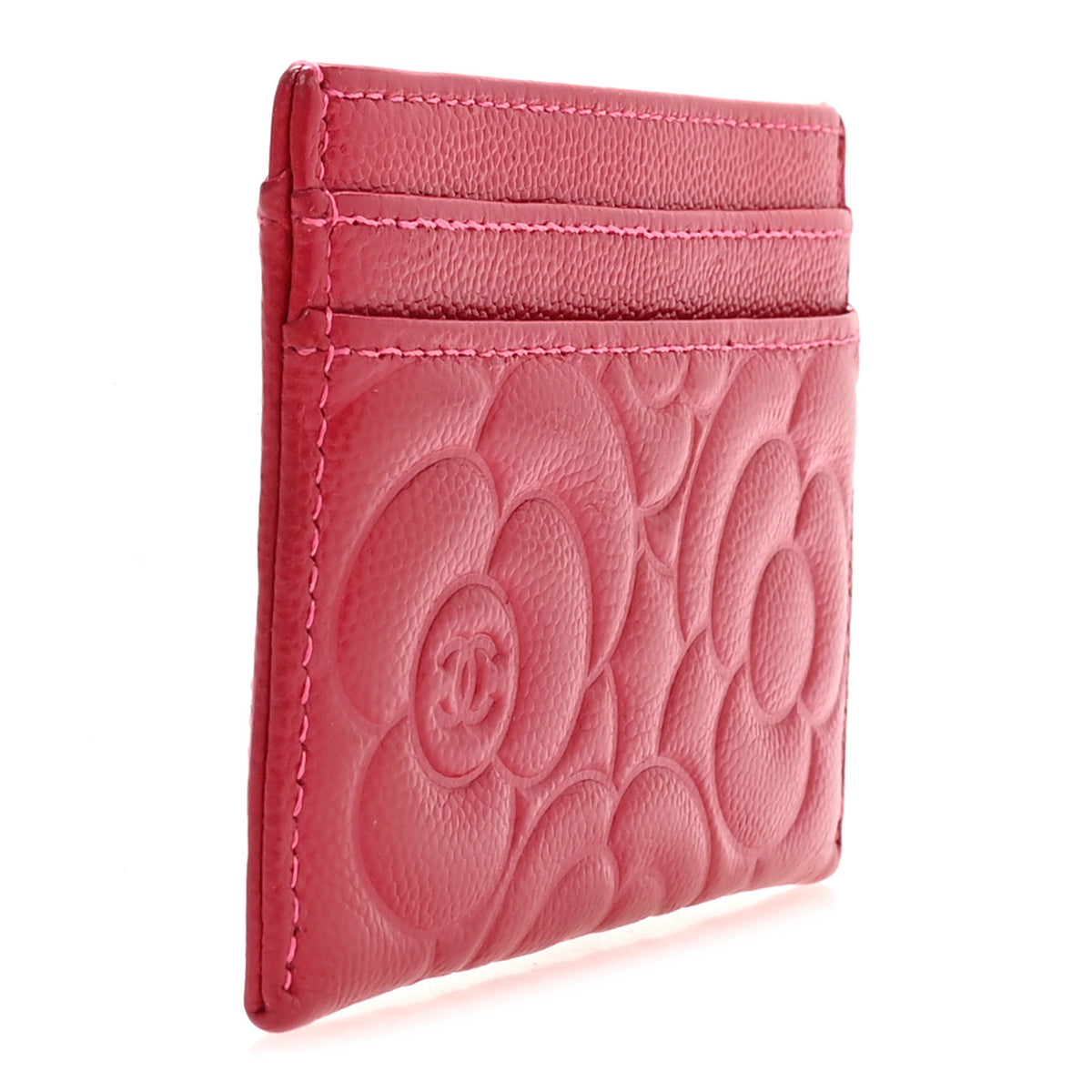 Chanel Lambskin Camellia Embossed Card Holder Red 3 of 8