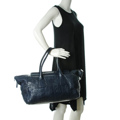 Chanel Lambskin Square Stitched Lax Large Tote Navy Blue 2 of 7