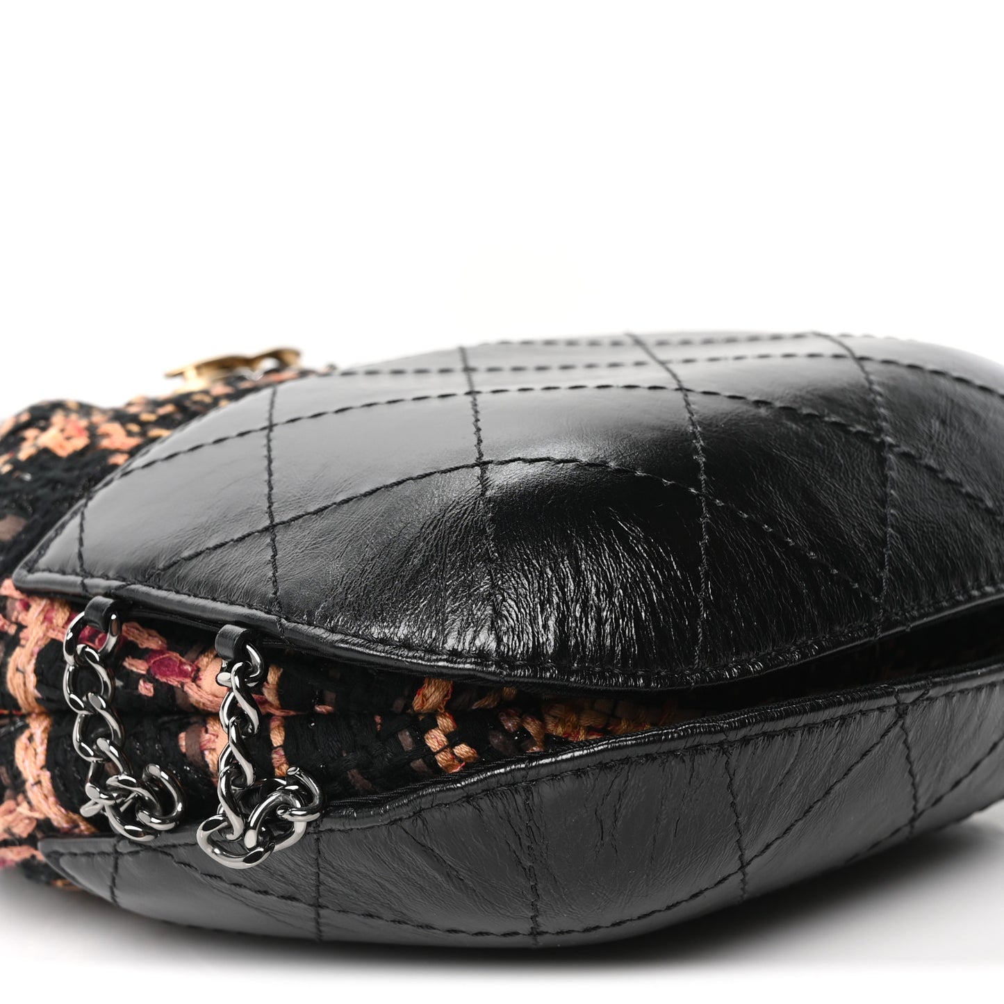 Tweed Calfskin Quilted Small Gabrielle Bucket Black Brown Orange
