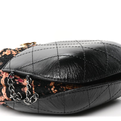 Chanel Tweed Calfskin Quilted Small Gabrielle Bucket Black Brown Orange 9 of 10