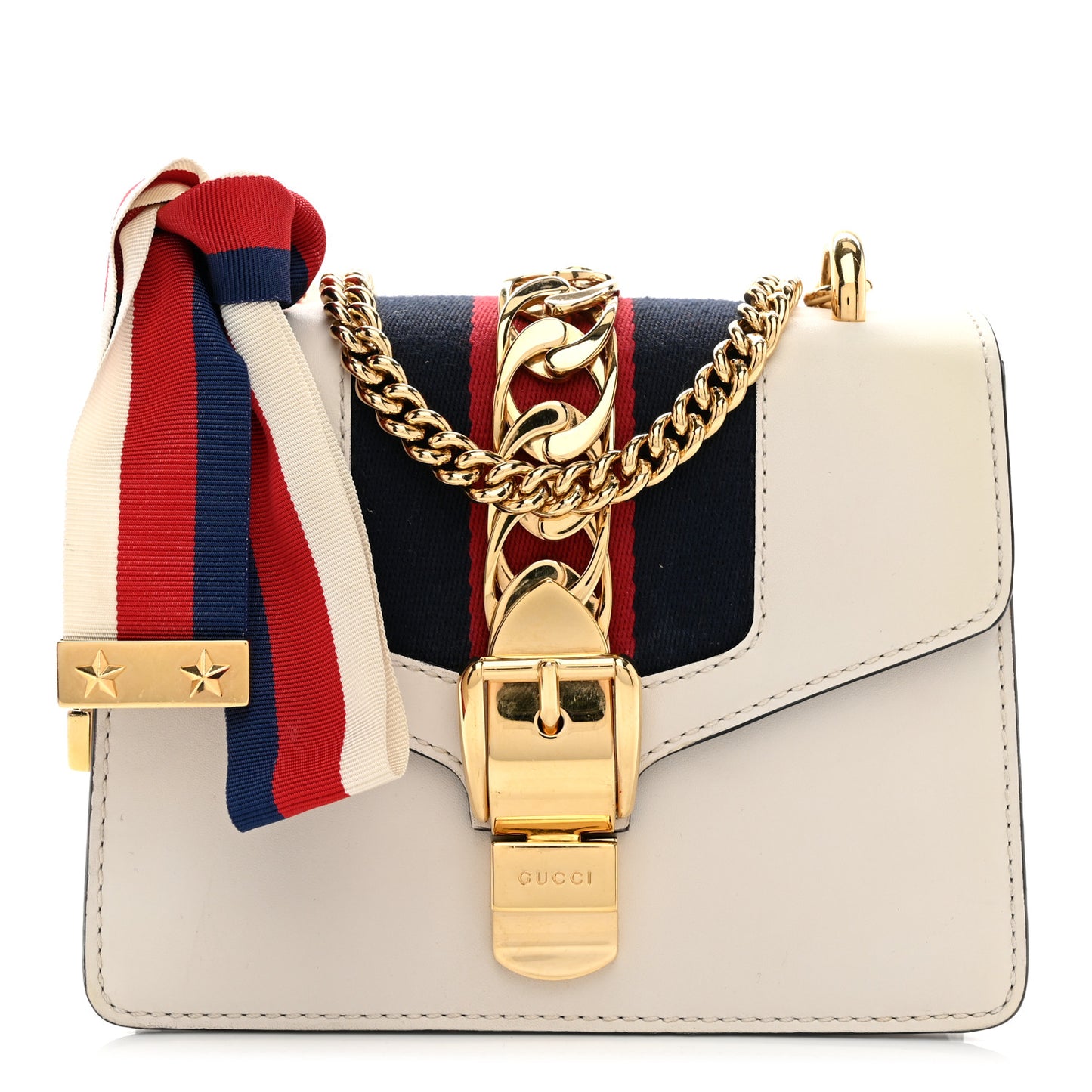 Calfskin Mini Sylvie Chain Shoulder Bag White