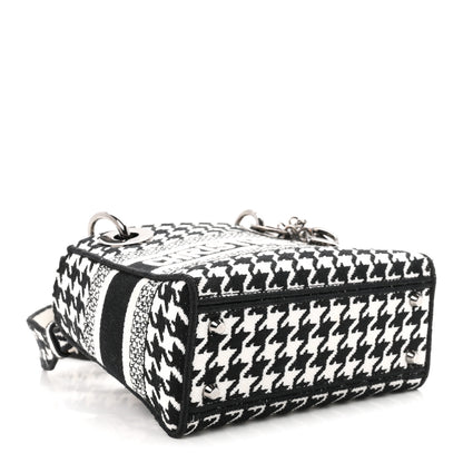 Christian Dior Canvas Houndstooth Embroidered Mini Lady D-Lite Black White 4 of 10