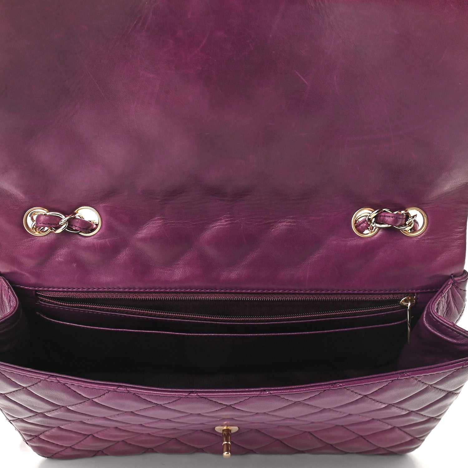 Chanel Lambskin Quilted Jumbo Single Flap Purple 10 of 11