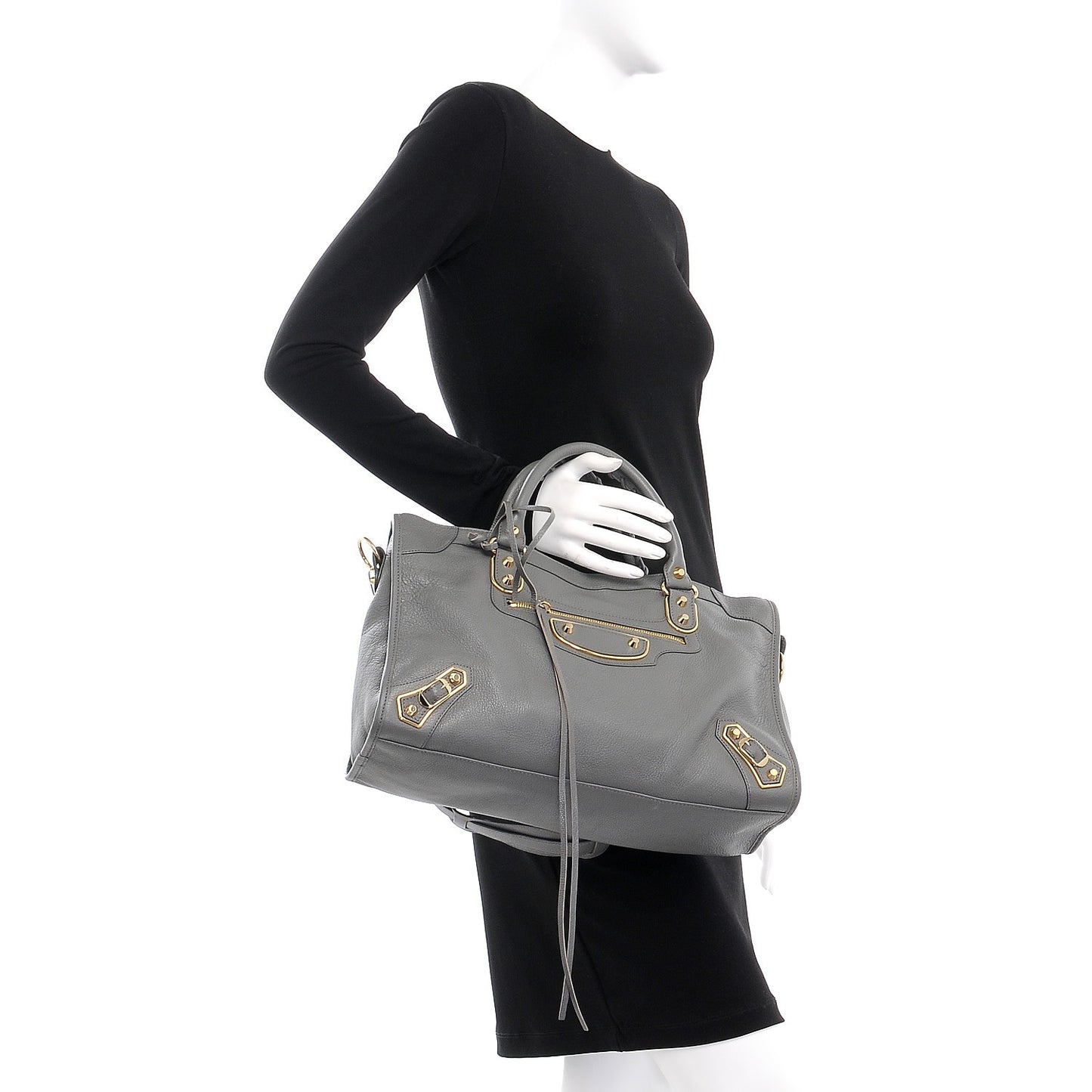 Chevre Gold Metallic Edge Hardware City Gris Acier