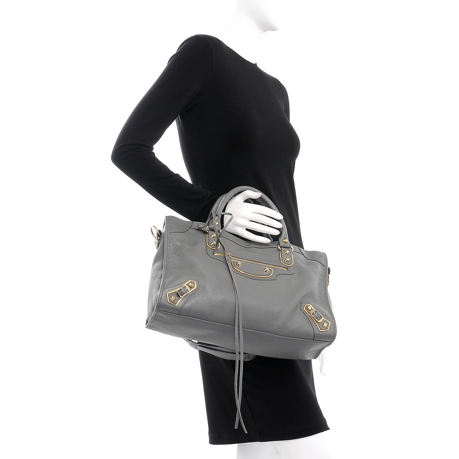 Balenciaga Chevre Gold Metallic Edge Hardware City Gris Acier 3 of 9