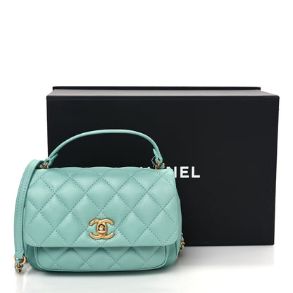 Chanel Calfskin Quilted Top Handle Flap Light Blue 14 of 14