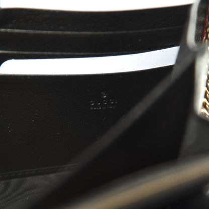 Gucci Vintage Effect Calfskin Matelasse Diagonal Torchon GG Marmont Chain Wallet Black Romantic Cherry 8 of 11