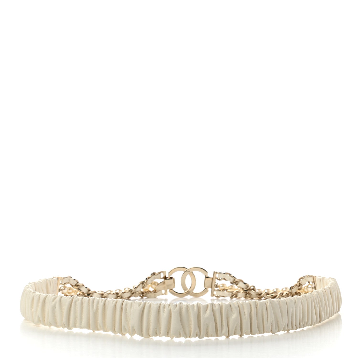 Chanel Lambskin CC Pearl Chain Belt 85 34 White 2 of 4