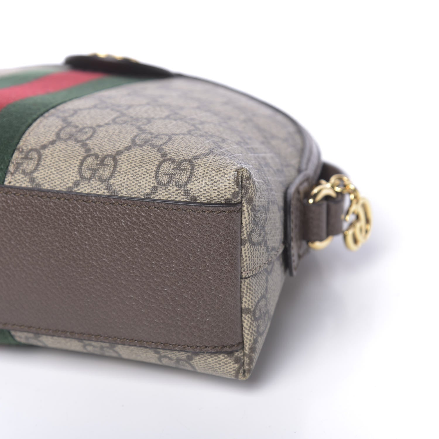 Gucci GG Supreme Monogram Textured Dollar Calfskin Web Small Ophidia Dome Shoulder Bag Beige Ebony New Acero 9 of 10