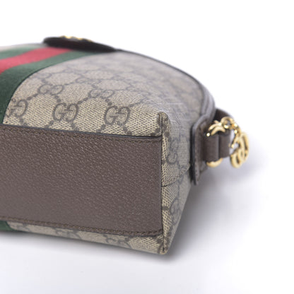Gucci GG Supreme Monogram Textured Dollar Calfskin Web Small Ophidia Dome Shoulder Bag Beige Ebony New Acero 9 of 10