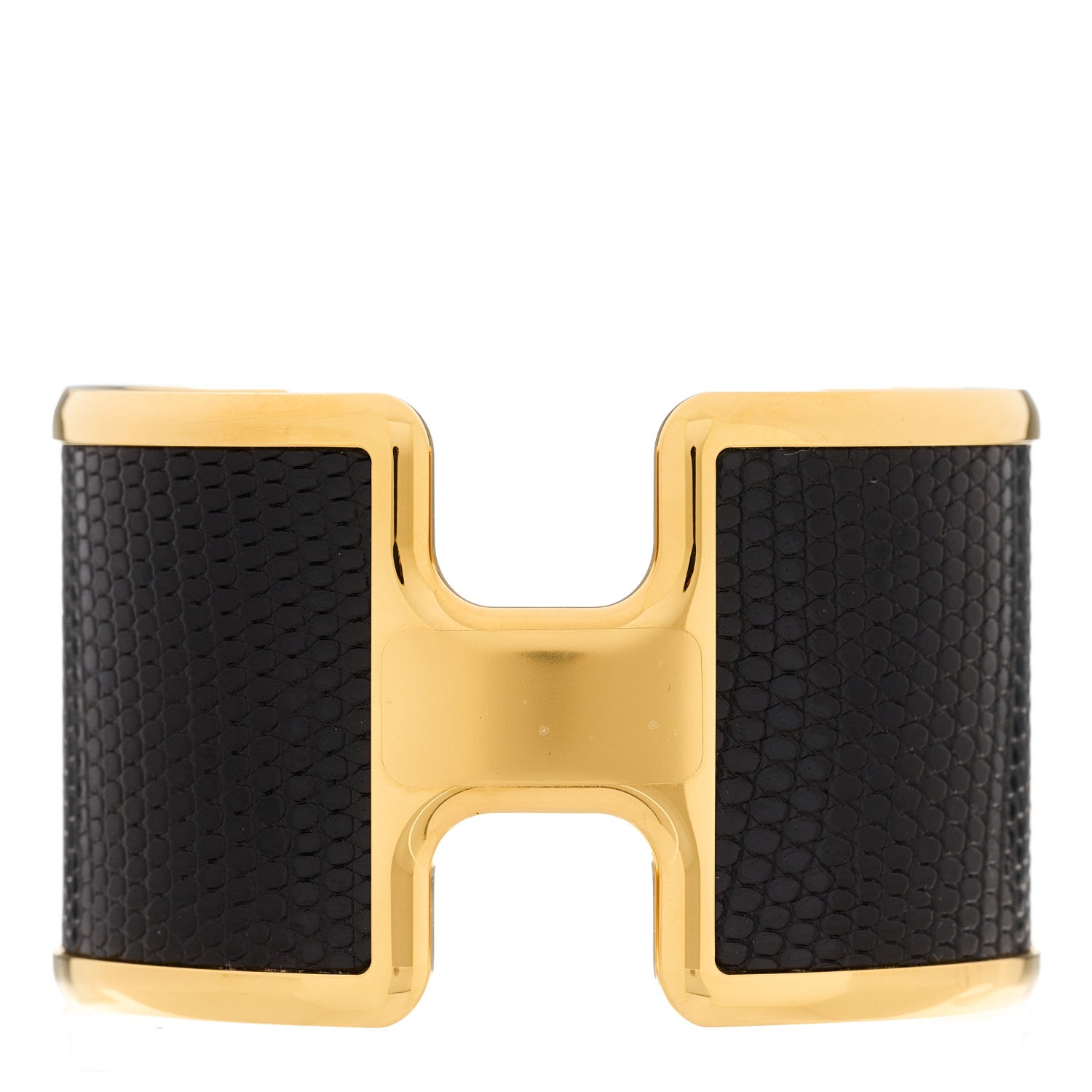 Hermes Lizard Olympe Cuff Bracelet Black 1 of 4
