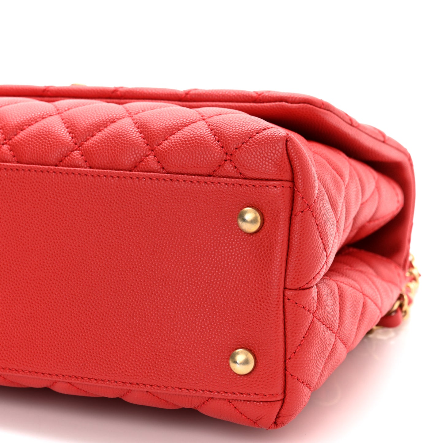 Caviar Quilted Small Coco Handle Flap Red