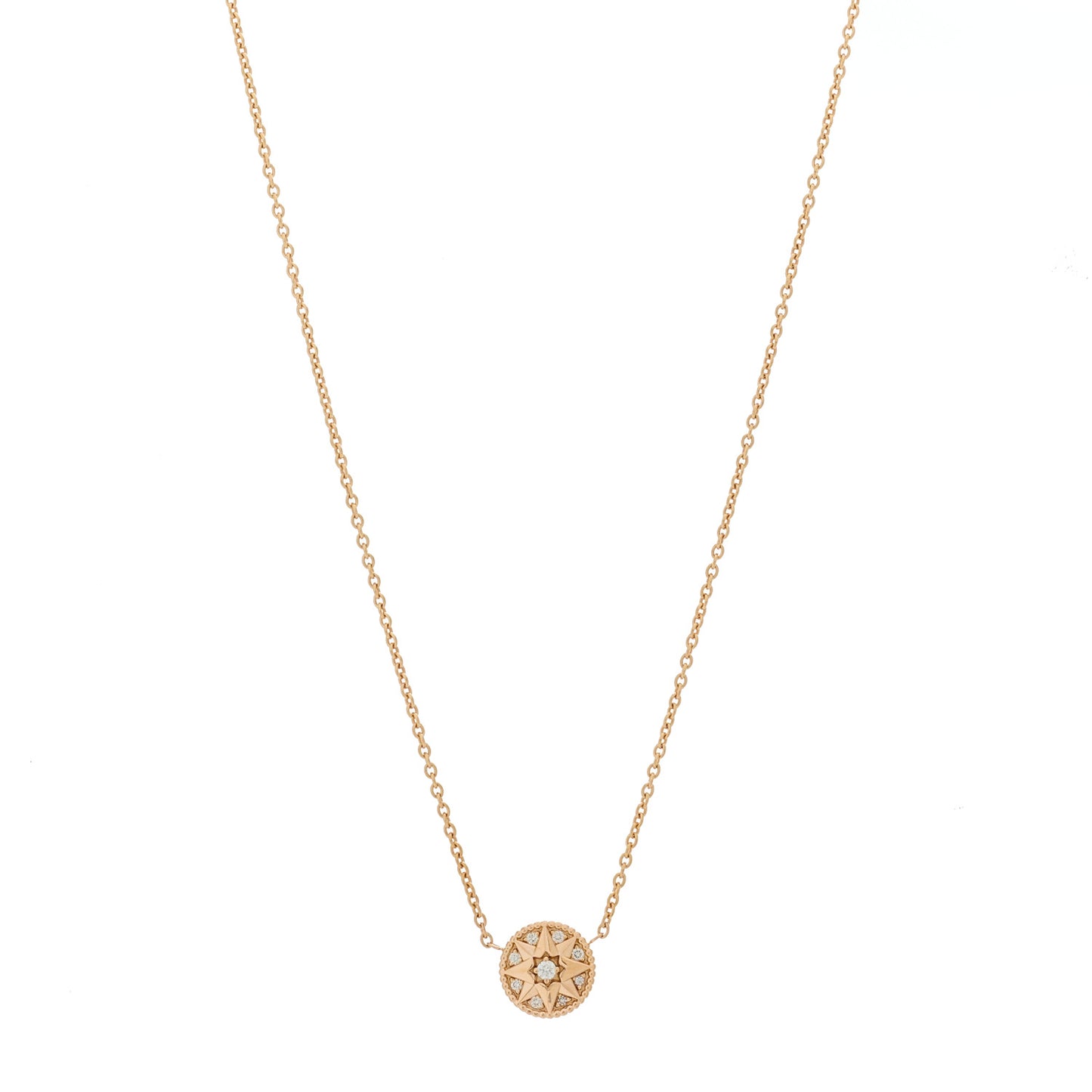 18K Rose Gold Diamond Rose Des Vents Necklace