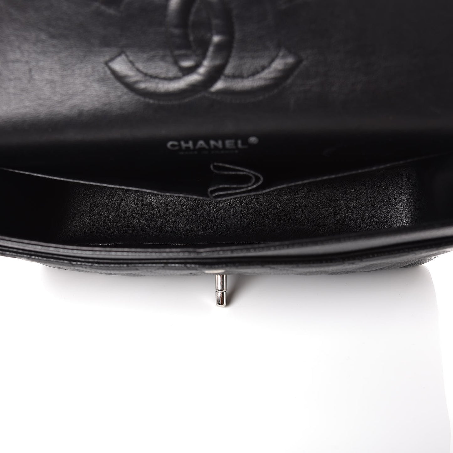 Caviar Quilted Medium Double Flap Black