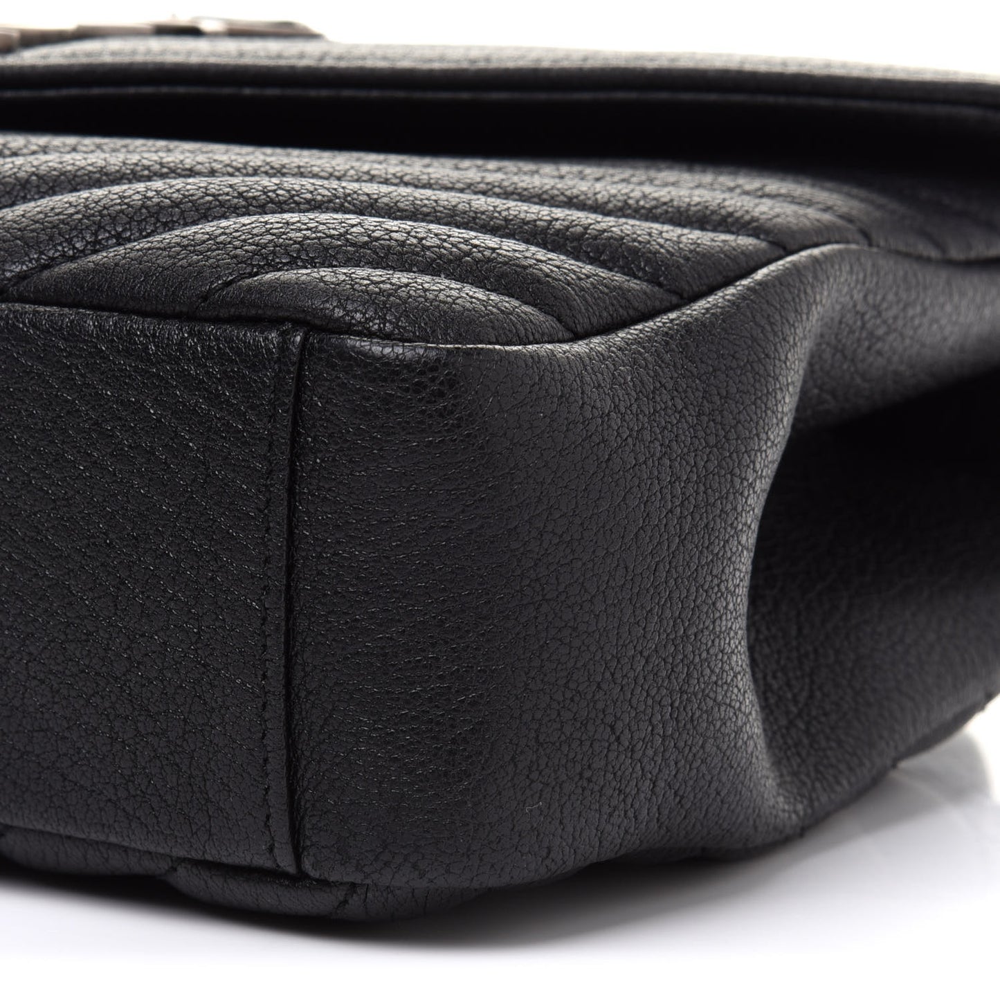 Sheepskin Matelasse Chevron Monogram Medium College Bag Black