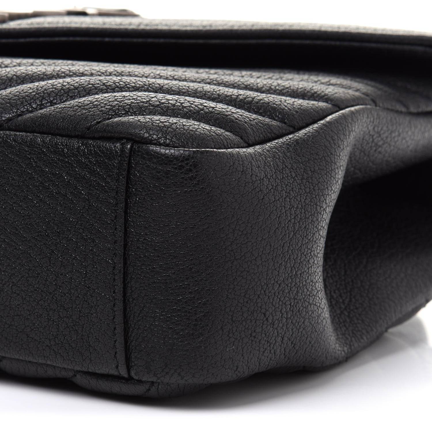 Saint Laurent Sheepskin Matelasse Chevron Monogram Medium College Bag Black 11 of 15