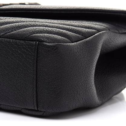 Saint Laurent Sheepskin Matelasse Chevron Monogram Medium College Bag Black 11 of 15
