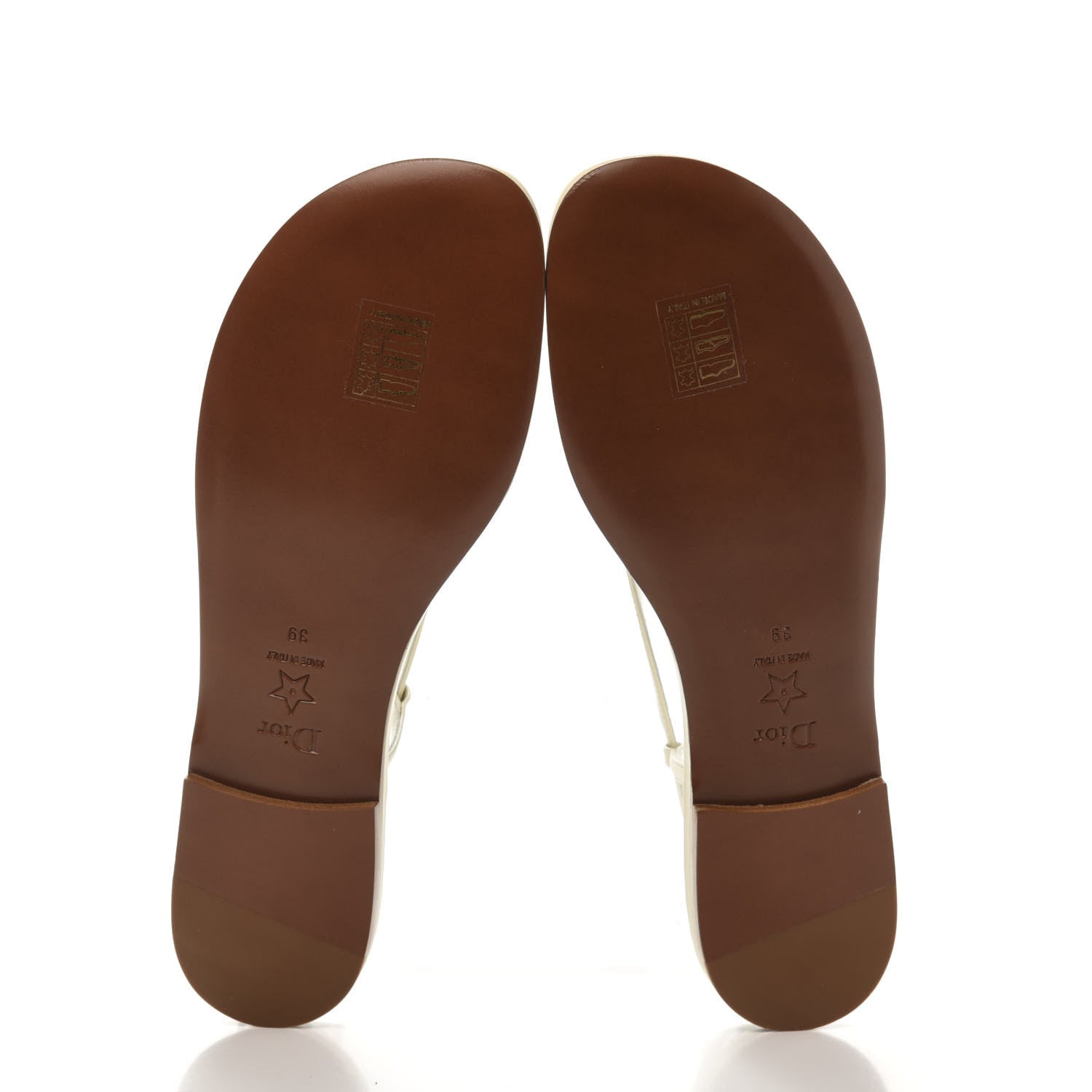 Christian Dior Lambskin Signature T-Strap Sandals 39 Off White 5 of 8