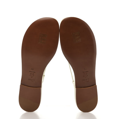 Christian Dior Lambskin Signature T-Strap Sandals 39 Off White 5 of 8