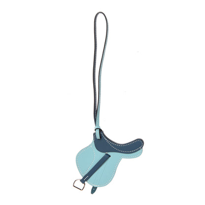 Hermes Swift Paddock Selle Horse Saddle Bag Charm Bleu Atoll 1 of 4