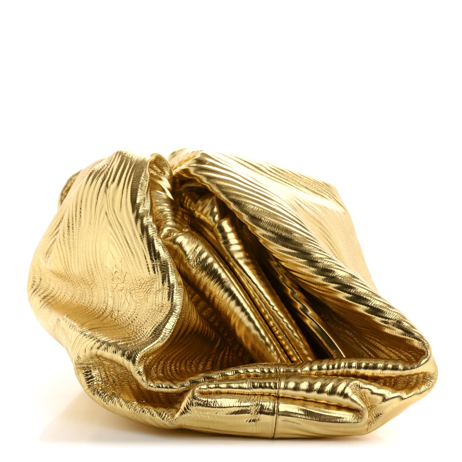 Bottega Veneta Metallic Bark Calfskin Embossed The Pouch Oversized Clutch Oro 10 of 10