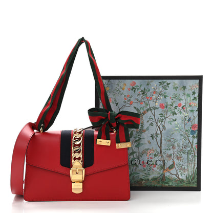 Gucci Calfskin Small Sylvie Shoulder Bag Hibiscus Red 11 of 11