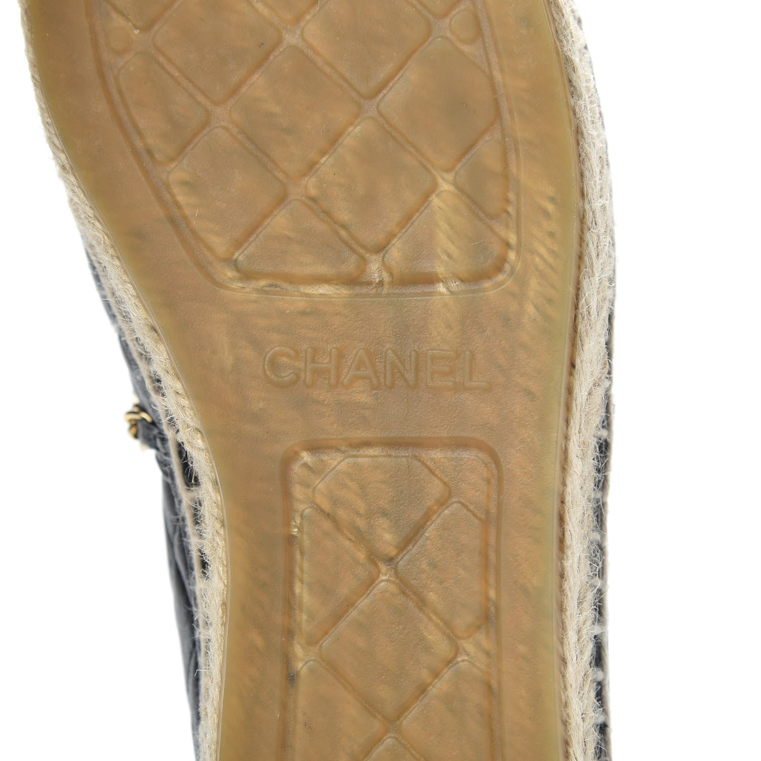 Chanel Lambskin Grosgrain Quilted CC Chain Espadrilles 38 Black 7 of 9