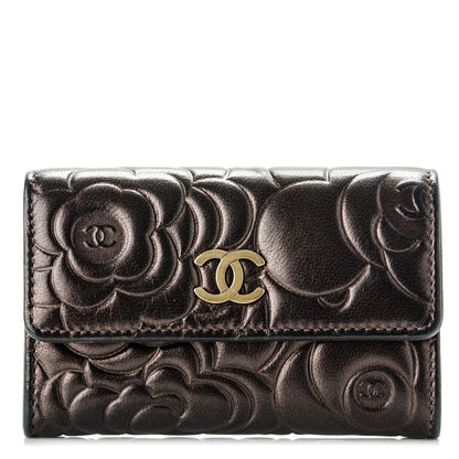 Chanel Metallic Lambskin Camellia Embossed Card Holder Brown 1 of 8