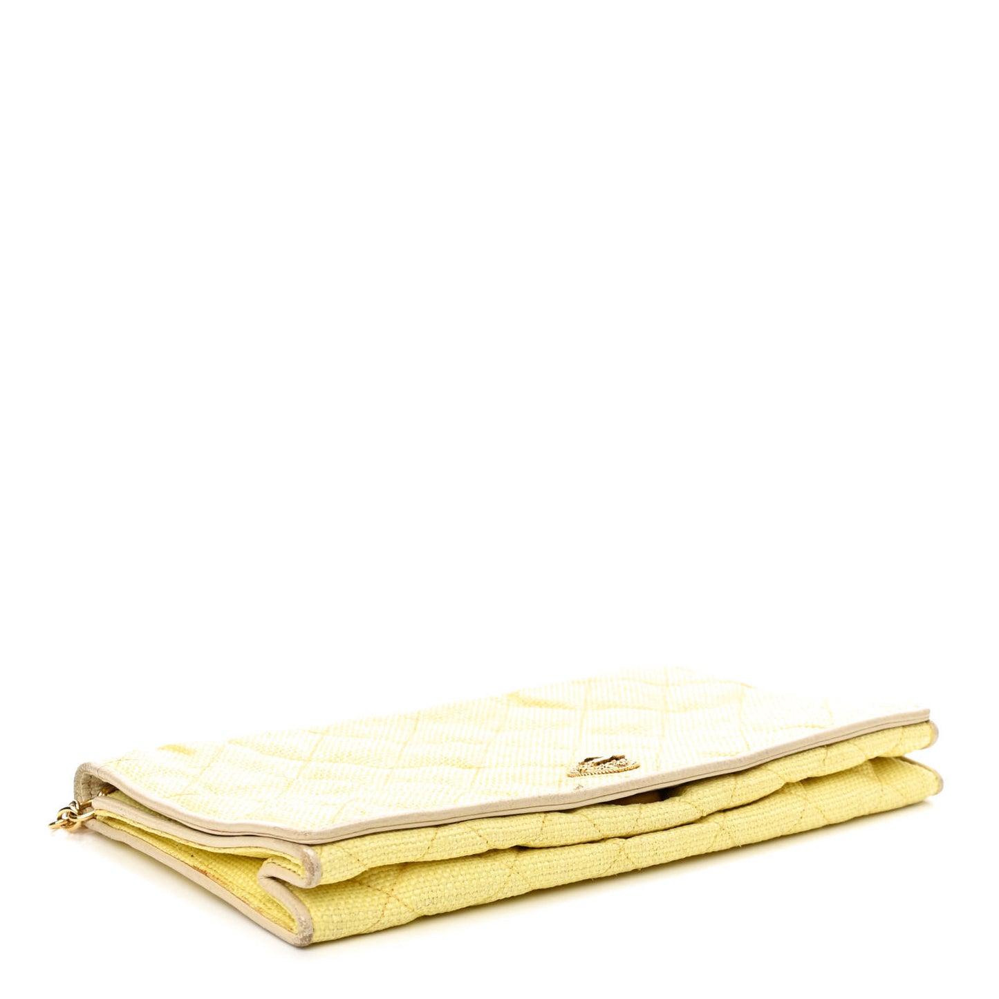 Straw Woven Quilted Flap Yellow