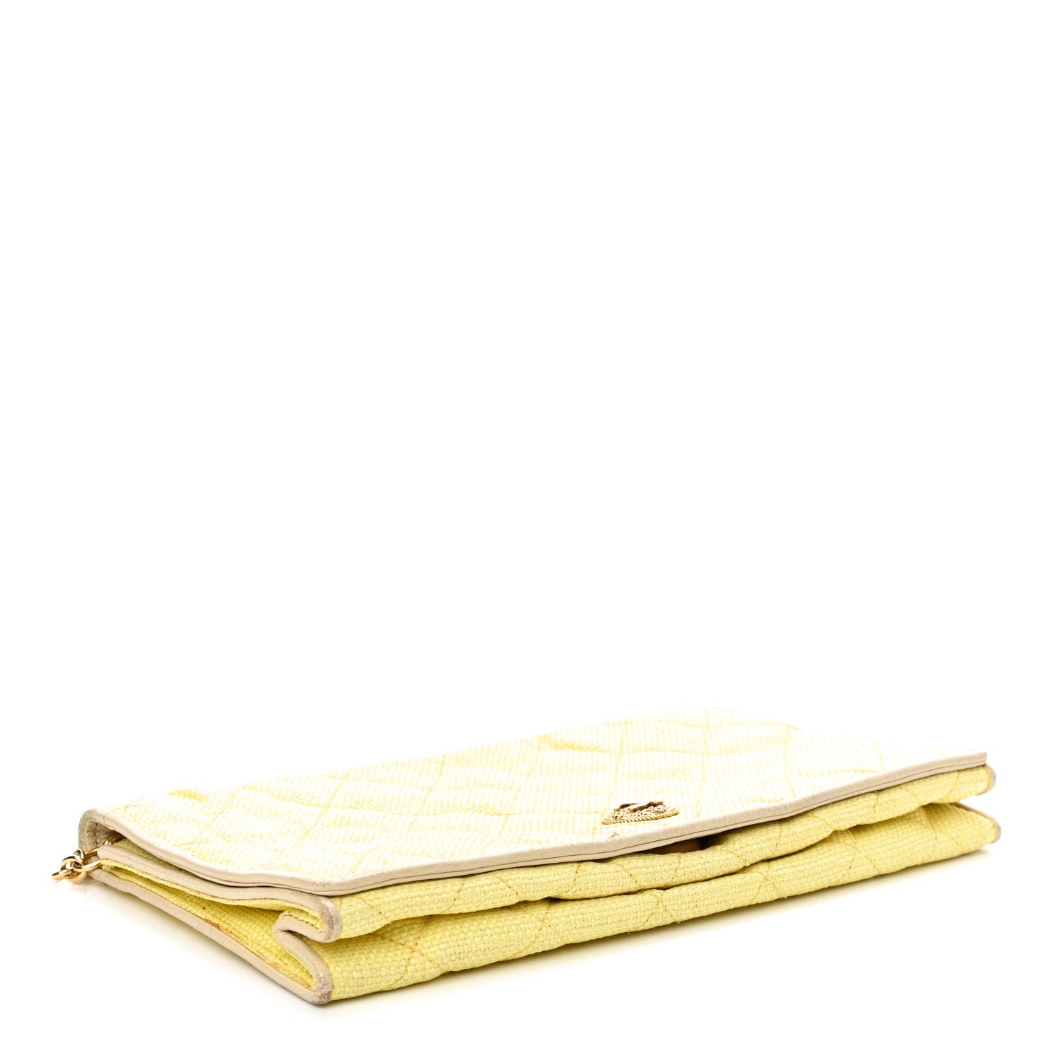 Chanel Straw Woven Quilted Flap Yellow 4 of 21