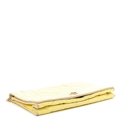 Chanel Straw Woven Quilted Flap Yellow 4 of 21