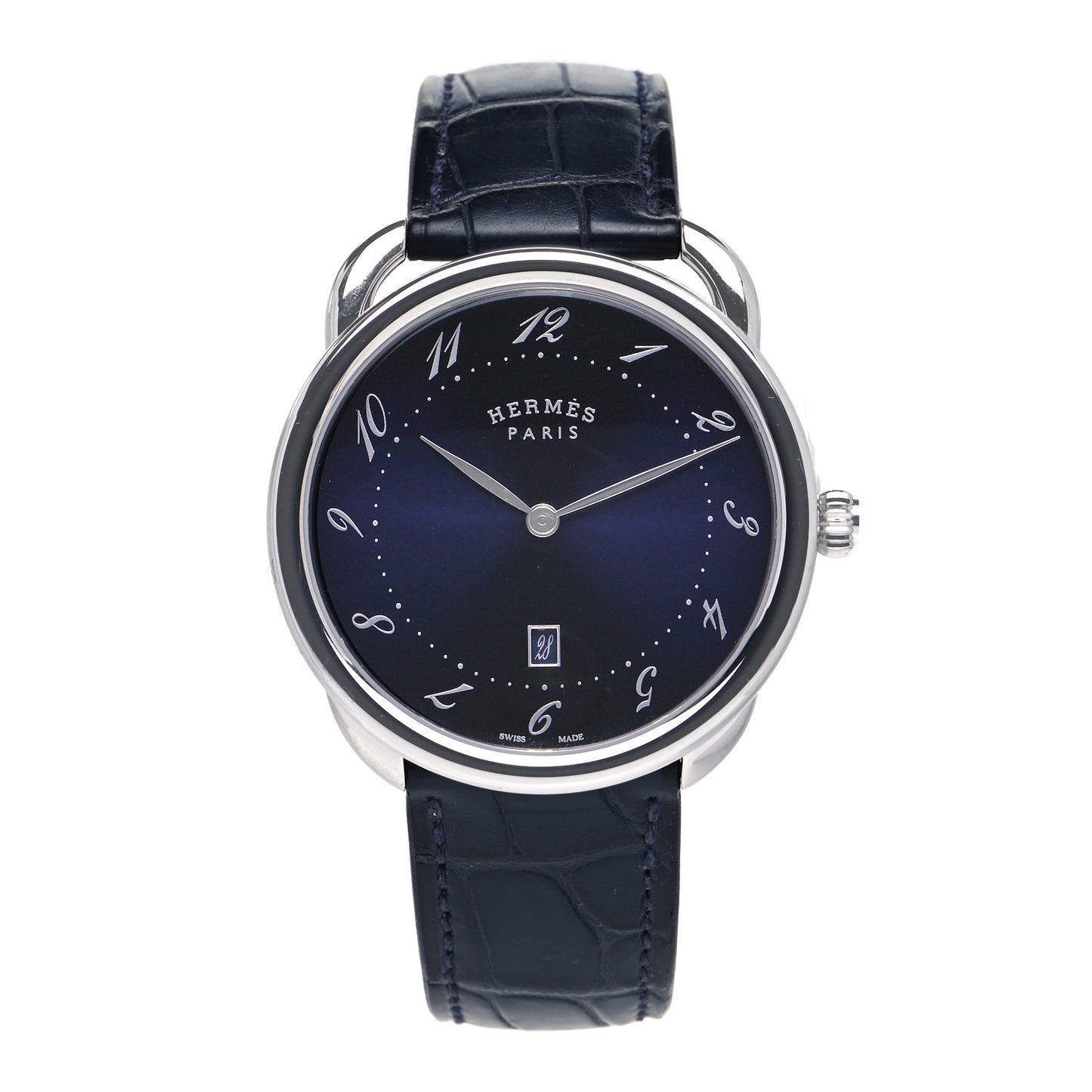 Stainless Steel Alligator 40mm Arceau Quartz Watch Bleu Abysse