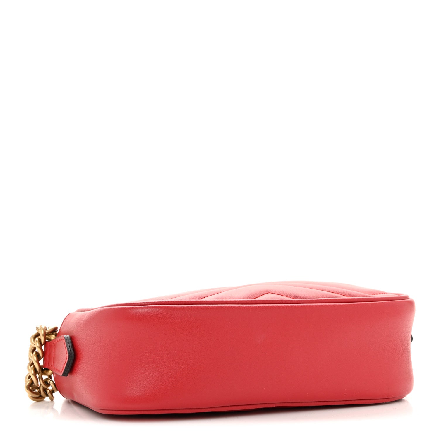 Gucci Calfskin Matelasse Mini GG Marmont Chain Shoulder Bag Hibiscus Red 4 of 14
