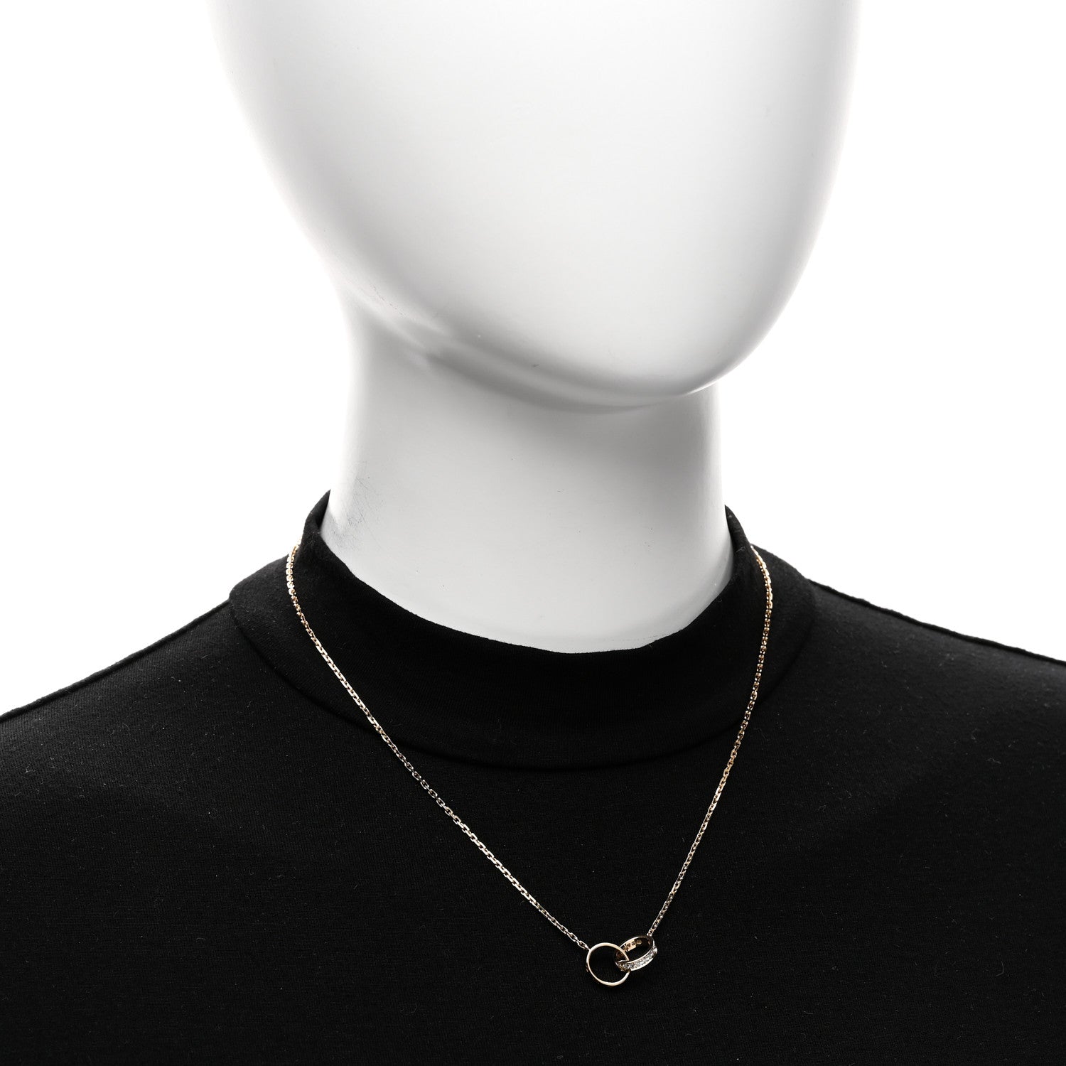Cartier 18K Yellow Gold Diamond Interlocking LOVE Necklace 2 of 4
