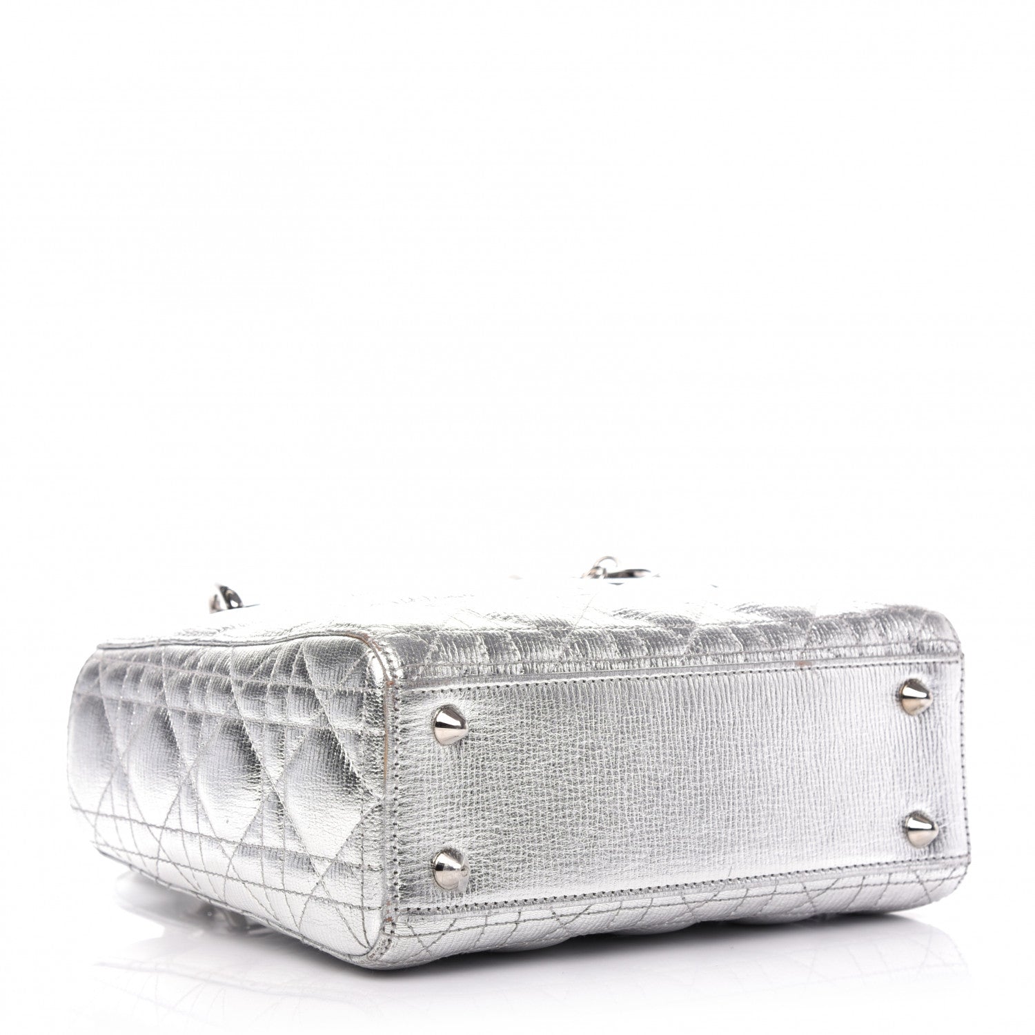 Christian Dior Metallic Grained Calfskin Cannage Small Lucky Badges My Lady Dior Silver 4 of 9