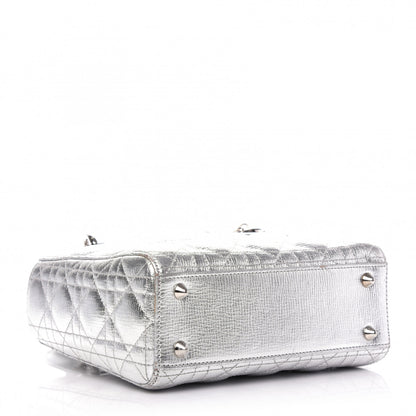 Christian Dior Metallic Grained Calfskin Cannage Small Lucky Badges My Lady Dior Silver 4 of 9