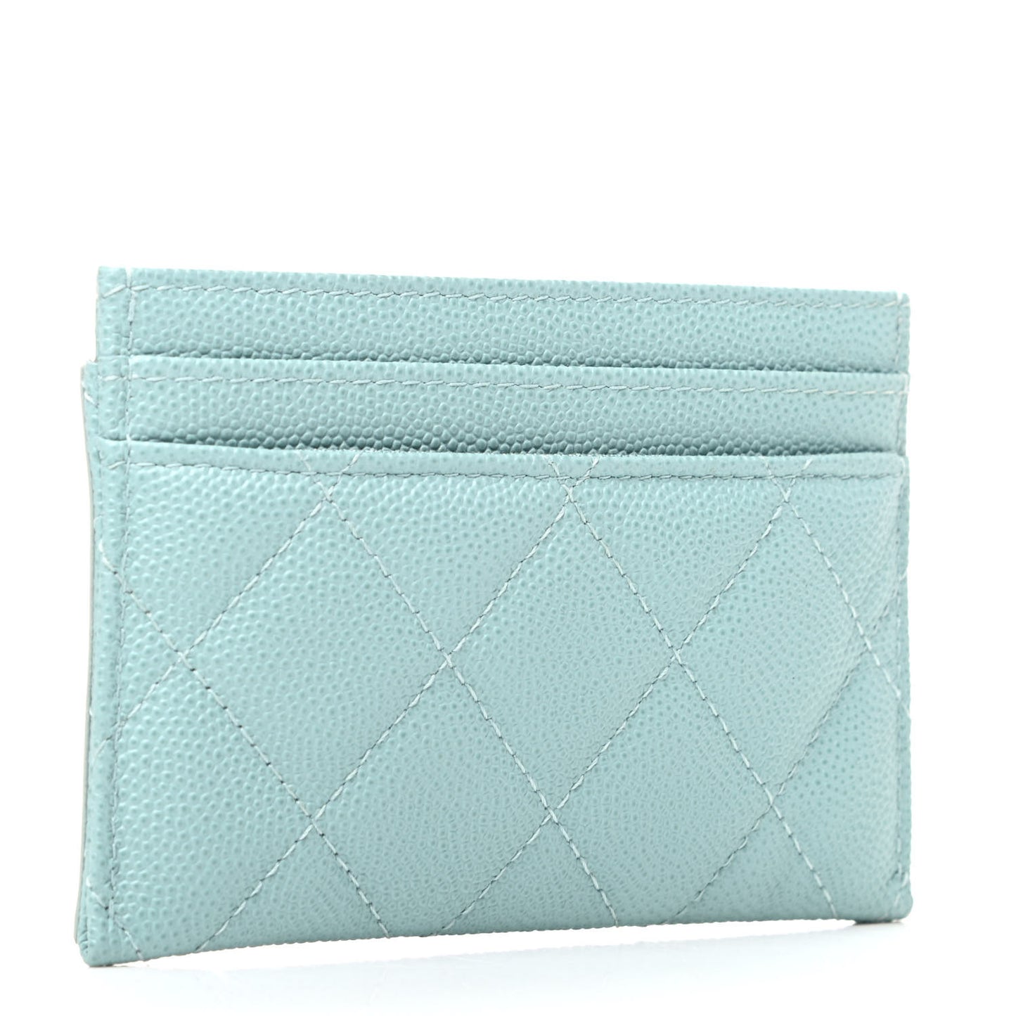 Caviar Quilted Filigree Card Holder Light Blue