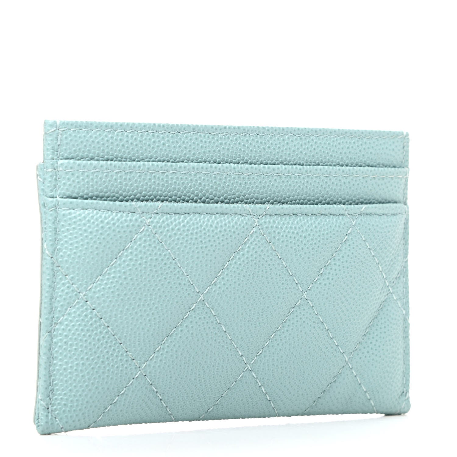 Chanel Caviar Quilted Filigree Card Holder Light Blue 3 of 9