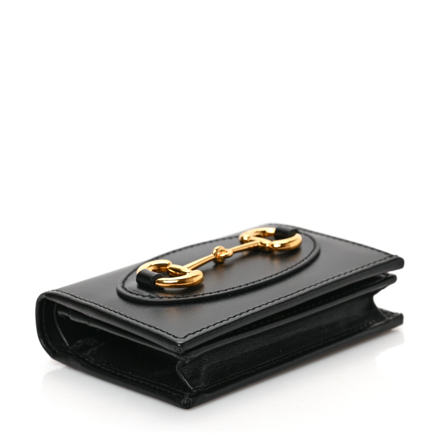Gucci Boarded Plutone Calfskin Horsebit 1955 Card Case Wallet Black 4 of 6