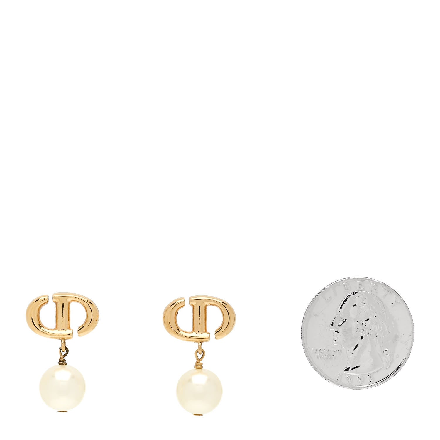 Christian Dior Pearl CD Earrings Gold 2 of 4