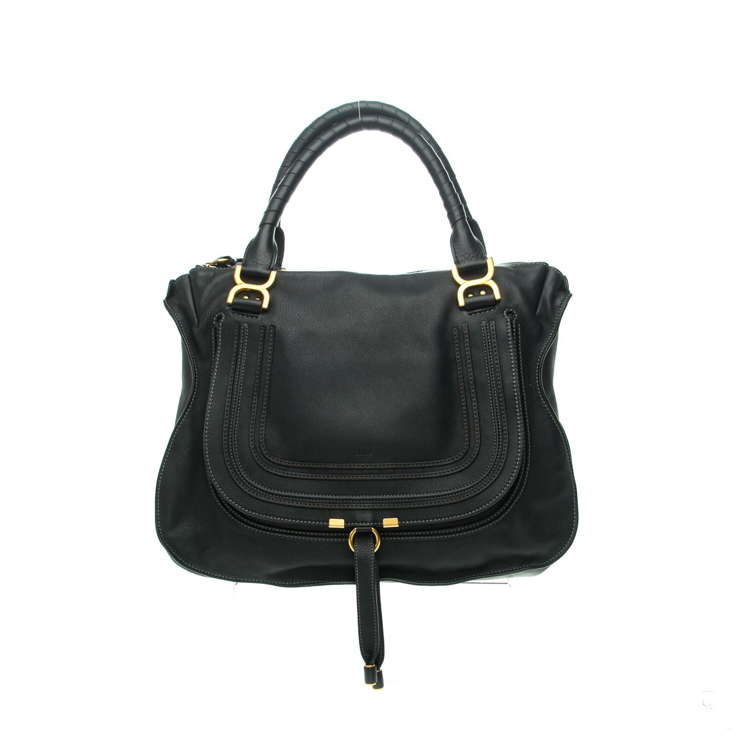 Calfskin Large Marcie Satchel Black