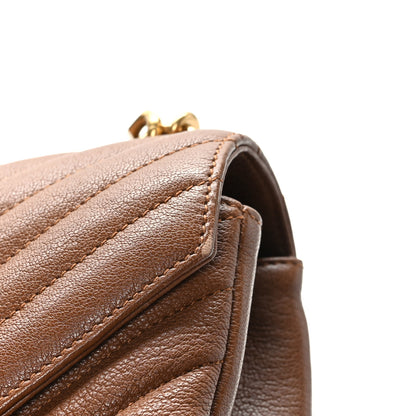 Saint Laurent Calfskin Matelasse Chevron Monogram Medium College Bag Brick 9 of 10