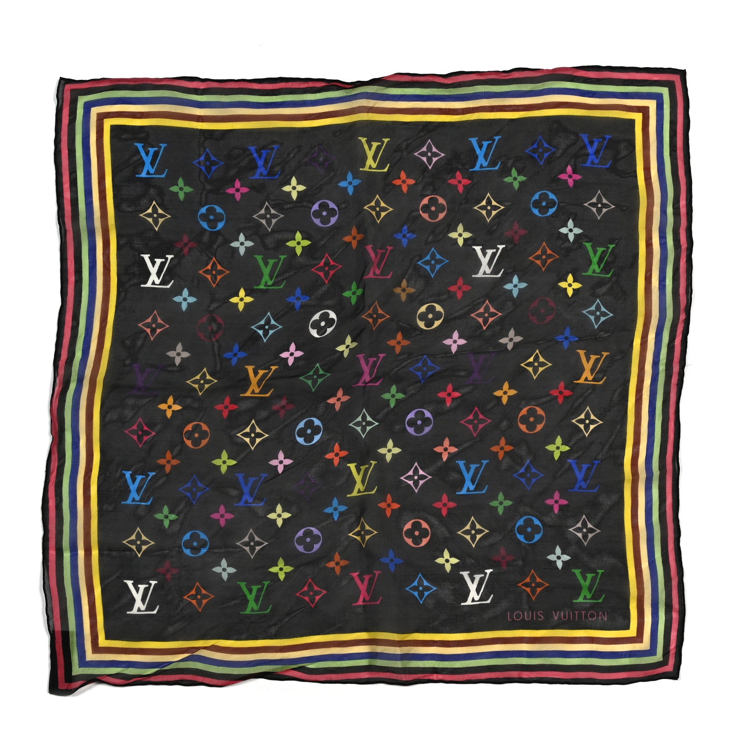 Louis Vuitton Silk Multicolor Square Scarf Black 1 of 3