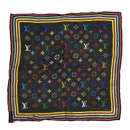 Louis Vuitton Silk Multicolor Square Scarf Black 1 of 3