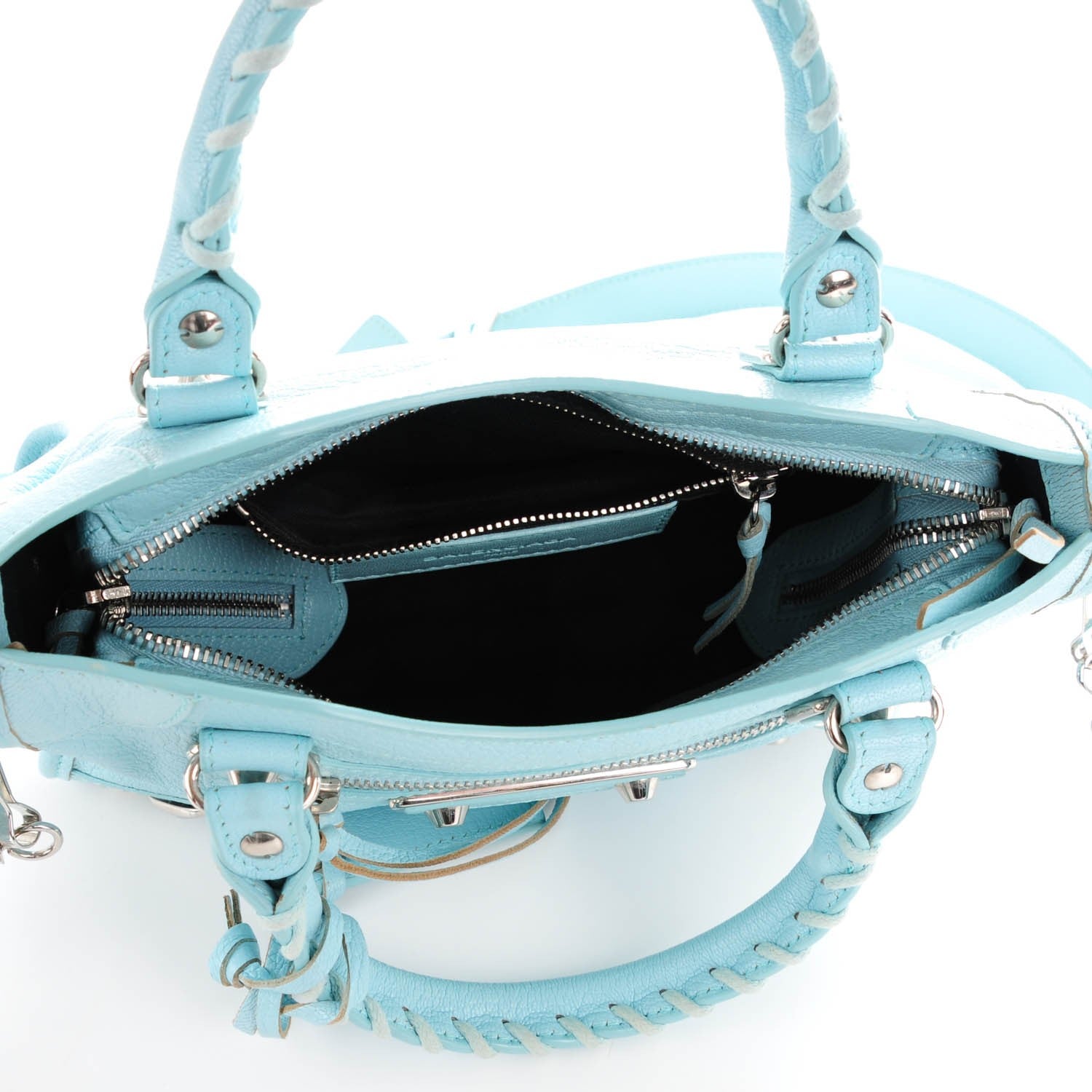 Balenciaga Chevre Silver Metallic Edge Hardware Classic Hardware Mini City Bleu Maldives 5 of 7