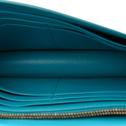 Versace Calfskin Greca Goddess Wallet On Chain Blue 5 of 12
