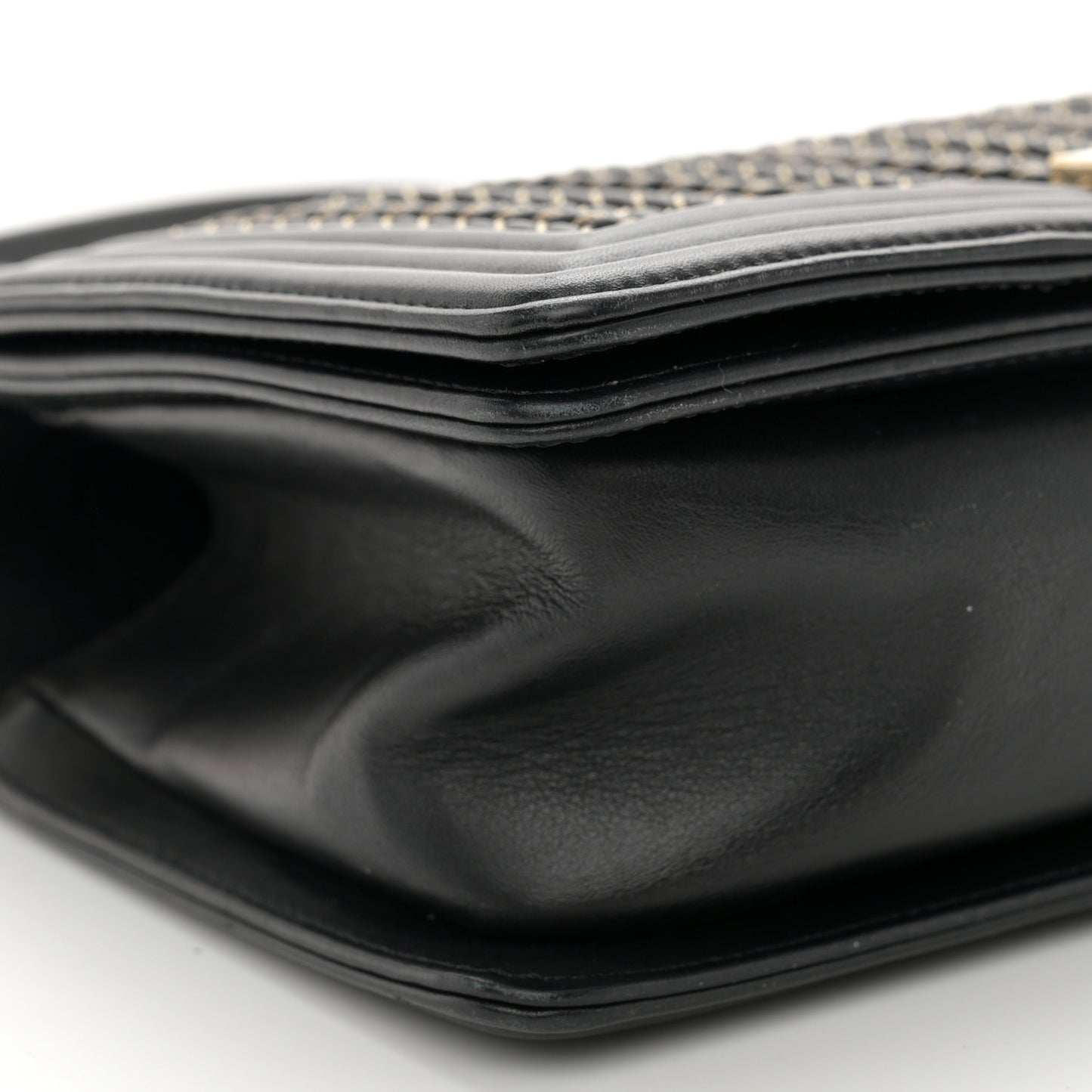 Calfskin Braided Medium Boy Flap Black